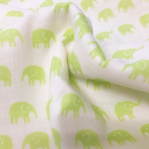 ダブルガーゼ 生地 おやすみぞうさん ぞうさん柄 Wガーゼ 綿100% 布 手芸 生地 ぞう 動物 かわいい 赤ちゃん スタイ マスク Sevenberry