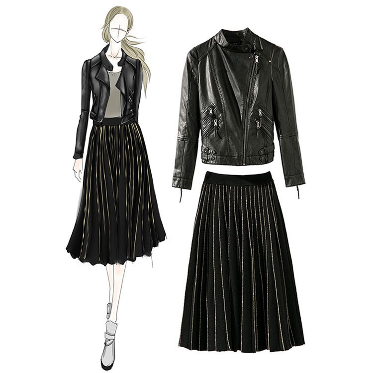 日本入荷 韓国のファッションスーツレディース 秋冬 2点セット 皮コート スカート 女性用 Pu革 ショート オンラインストア販売中 Miracleleaffl Com