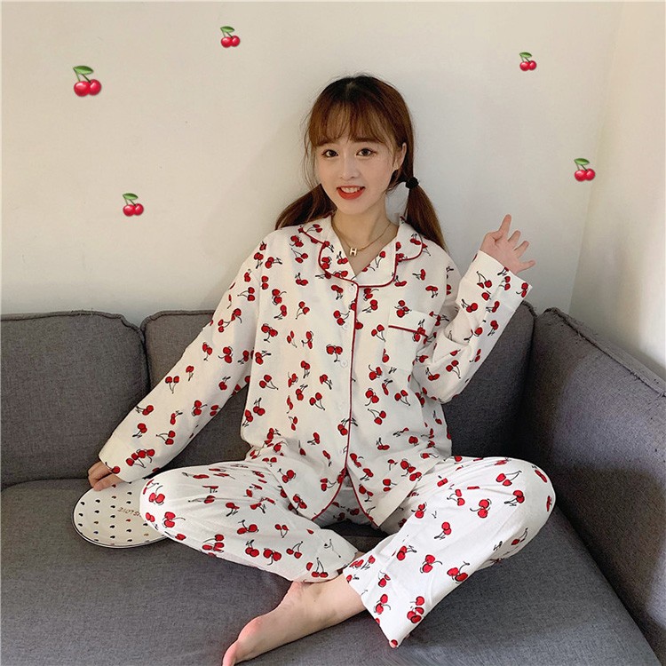 パジャマ ルームウエア レディース 長袖パジャマ 春秋 綿 前開き パジャマ 上下セットドハート柄 チェリー柄 パジャマ 可愛い 韓国風 寝巻き 部屋着 ゆったり Y Fairyhouse 通販 Yahoo ショッピング
