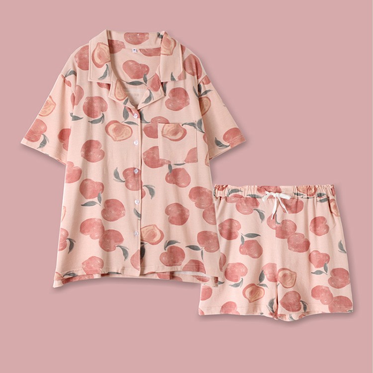 パジャマ レディース 春夏半袖パジャマ ショットパンツ 綿 ルームウェア上下セット 桃柄 パジャマ 可愛い 部屋着 韓国風 寝巻き パジャマ プレゼント Y2691 Fairyhouse 通販 Yahoo ショッピング