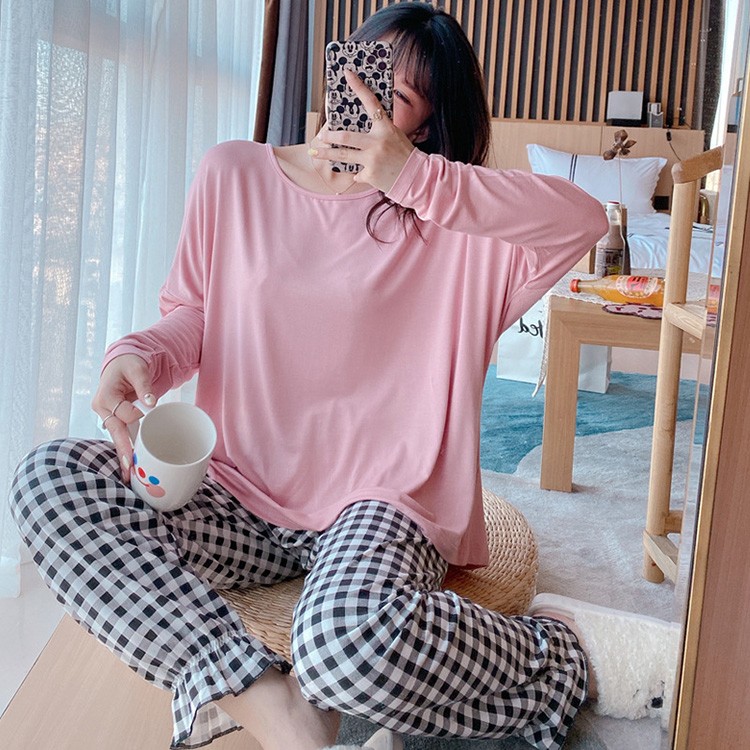 セットアップ　パジャマ　ルームウェア　チェック　柄　韓国　ピンク　新品　未使用