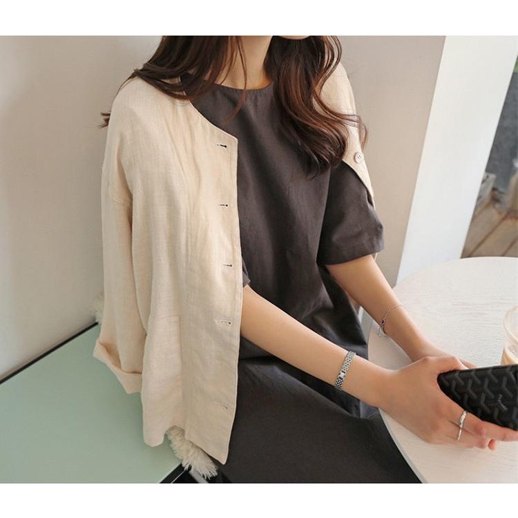 レディースノーカラージャケット（素材：麻、リネン）｜ジャケット｜ファッション 通販 - Yahoo!ショッピング