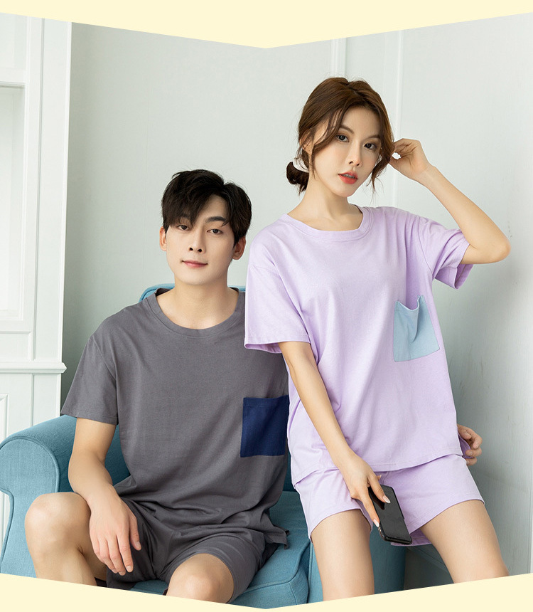 Qoo10 カップルパジャマ ペアパジャマ 春夏 半袖ルームウェア 綿100 ペアルック 可愛い 薄手 ショットパンツ上下セット レディース メンズ部屋着 オシャレ ギフト