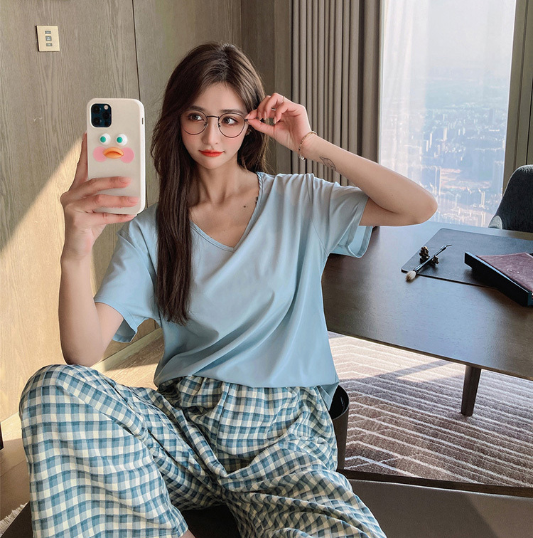 パジャマ ルームウェア レディース 春夏 半袖 パジャマ ルームウェア チェック柄 ロング丈ワイドパンツ上下セット 可愛いパジャマ 部屋着 大きいサイズ 快適 :y286295:FairyHouse - 通販 - Yahoo!ショッピング パジャマ ルームウェア レディース 春夏 半袖 パジャマ ルームウェア チェック柄 ロング丈ワイドパンツ上下セット 可愛いパジャマ 部屋着 大きいサイズ 快適 :y286295:FairyHouse - 通販 - Yahoo!ショッピング