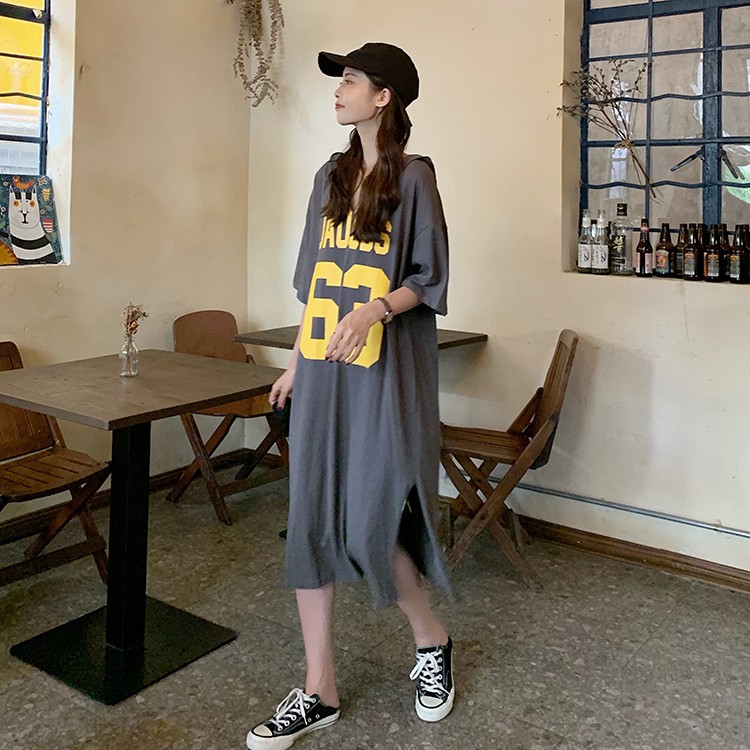ワンピース レディース 夏 40代 ロング丈tシャツ パーカー 帽付 きれいめ オシャレ 韓国風 ゆったり シャツワンピース ロング丈ワンピース 2色 Y Fairyhouse 通販 Yahoo ショッピング