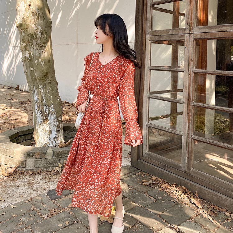 ロングワンピース レディース 春 シフォンワンピース 花柄 マキシワンピース ロング 長袖 リボン付き きれいめ 花柄ワンピース 40代 春ワンピース  シフォン 24HJXGxKlo, ファッション
