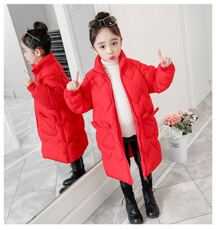 韓国子供服 中綿コート 女の子 ロングコート 冬服 厚手 パン服