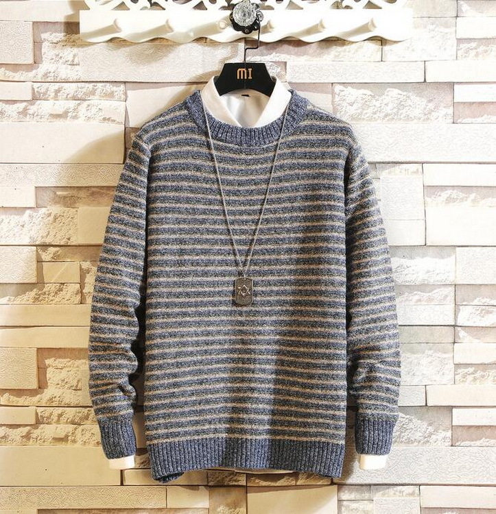メンズ ニットセーター クルーネックセーター 防寒 秋冬 ゆったりプルオーバーセーター ボーダー柄 Tシャツ 名作 Www Quartzhotel Mx
