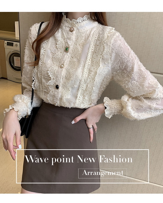 ブラウス レディース 素晴らしい 40代 春夏秋 長袖トップス 白レースシャツ オシャレブラウス