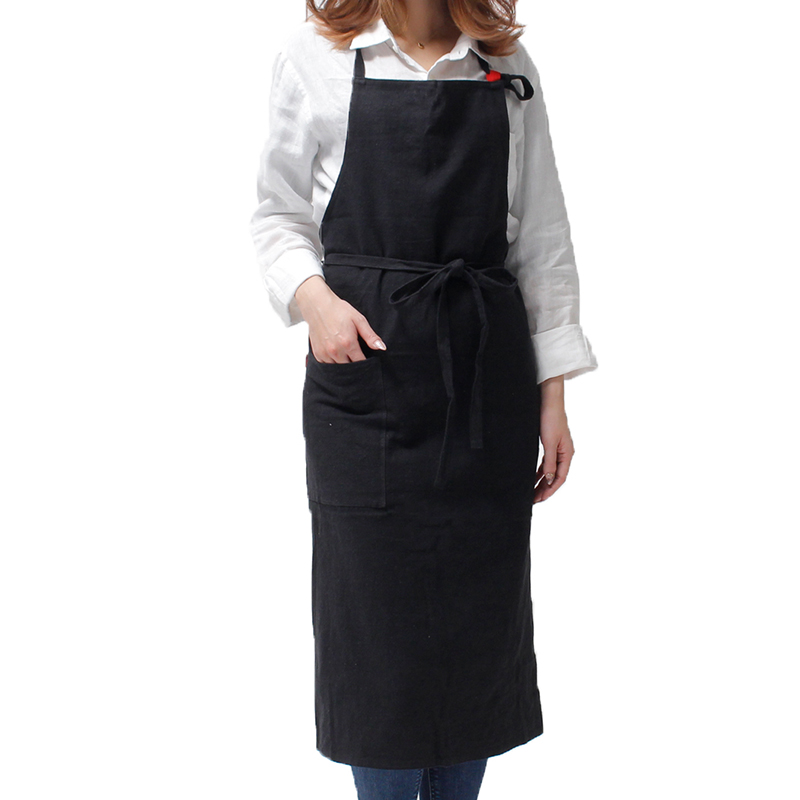 ハーフリネンホワイトエプロン ブラック紐 新品未使用 fog linen work リネンフルエプロン グレーホワイトストライプ