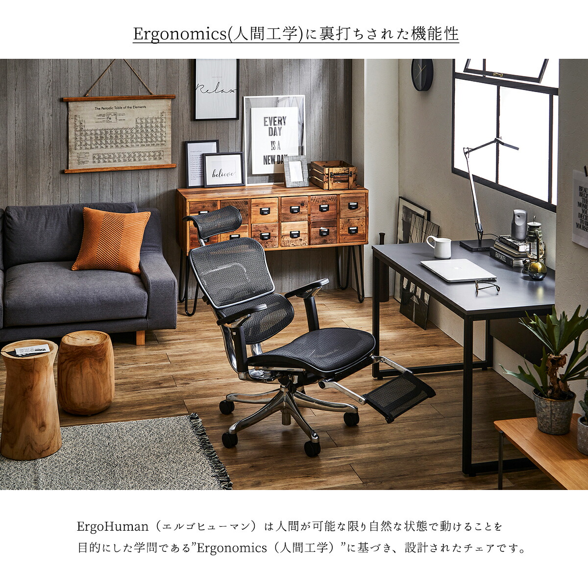エルゴヒューマン　椅子 関家具 エルゴチェアー オフィスチェア 高機能 EHP2-LPL-DR-BF GF