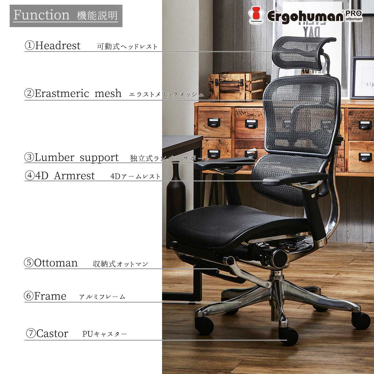 関家具 エルゴチェアー オフィスチェア 高機能 EHP2-LPL-DR-BF GF