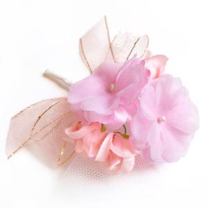 造花 花飾り 胸花 ジャスミンとバラのコサージュ 完成品 （1個） 入園式 卒園式 発表会