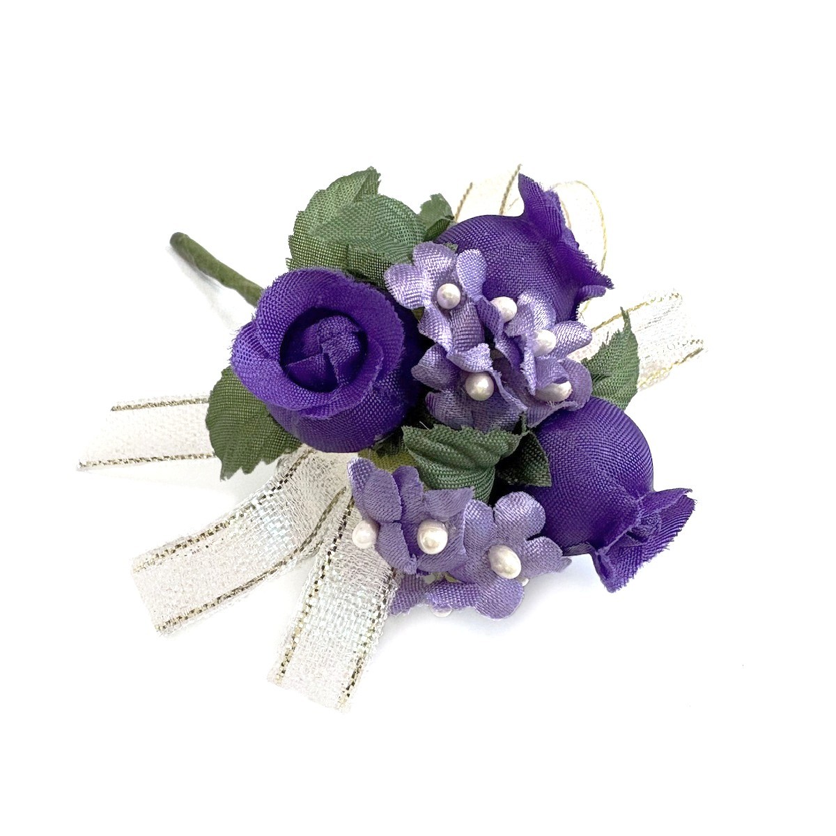 コサージュ 完成品 金のエッジパールリボン (1個) : てづくり 手芸 