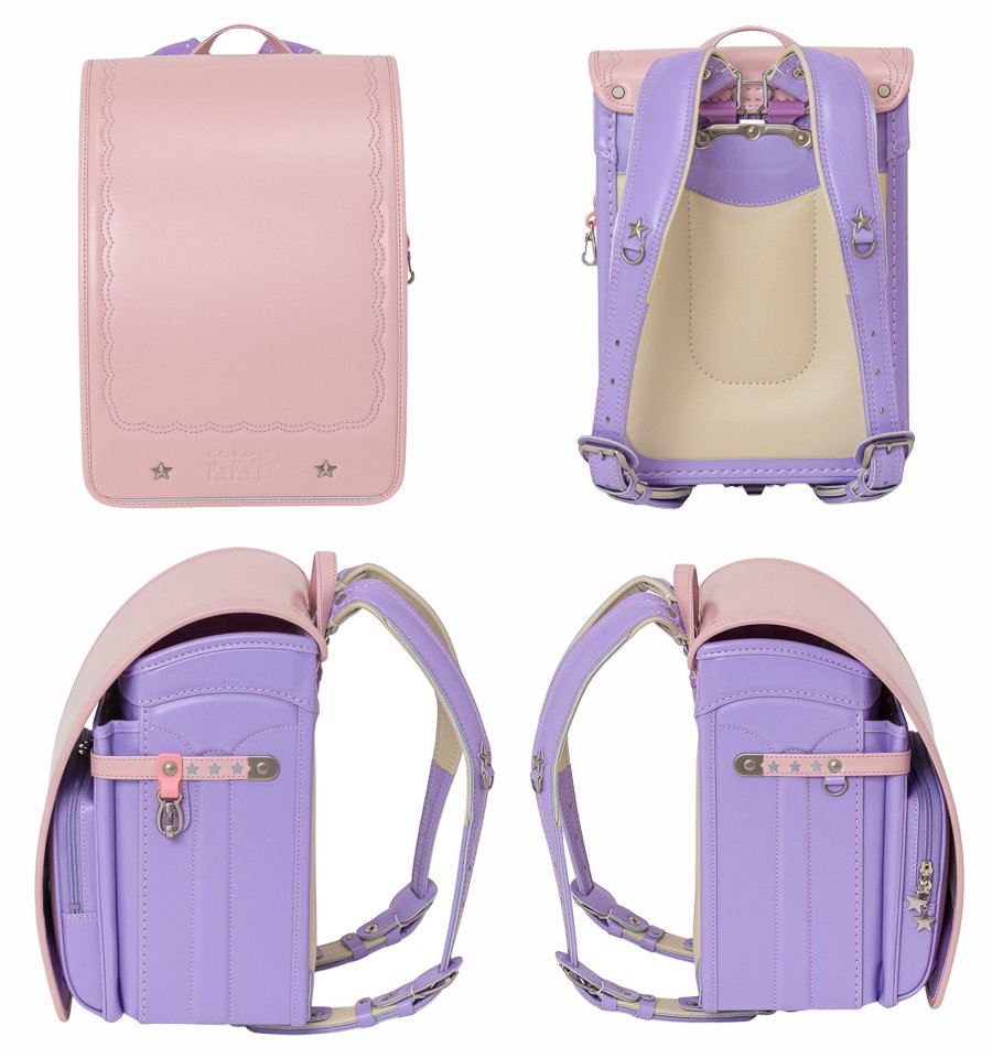 fafaランドセル クラリーノ スカラップ刺しゅう キューブ型 POWDER PINK×LILAC