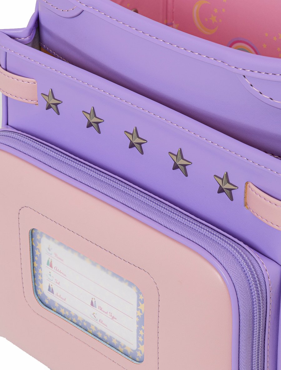 fafaランドセル クラリーノ スカラップ刺しゅう キューブ型 POWDER PINK×LILAC