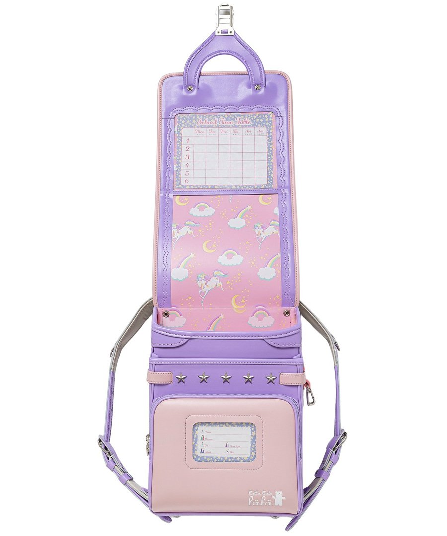 fafaランドセル クラリーノ スカラップ刺しゅう キューブ型 POWDER PINK×LILAC