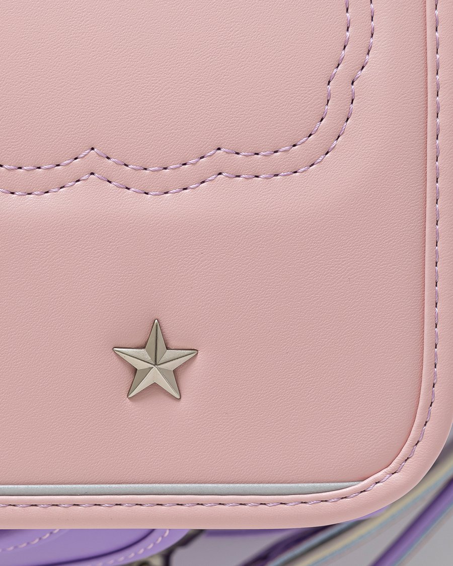 fafaランドセル クラリーノ スカラップ刺しゅう キューブ型 POWDER PINK×LILAC