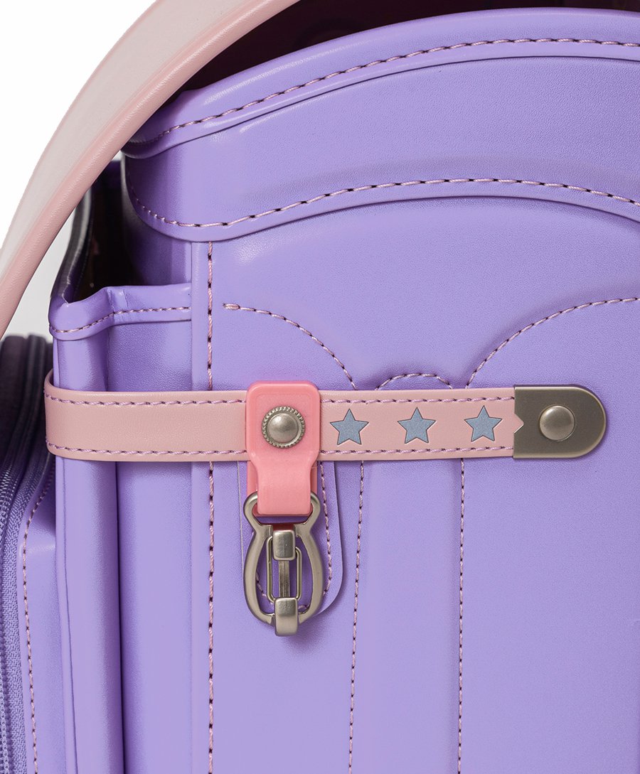 fafaランドセル クラリーノ スカラップ刺しゅう キューブ型 POWDER PINK×LILAC