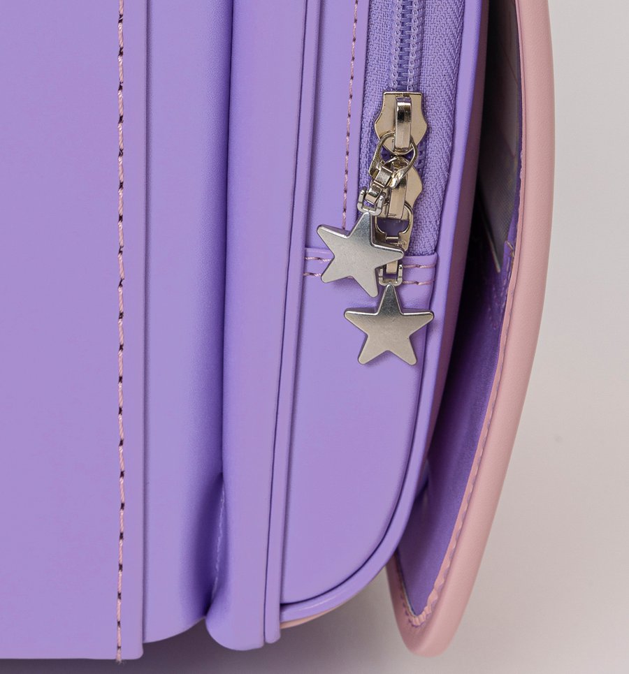 fafaランドセル クラリーノ スカラップ刺しゅう キューブ型 POWDER PINK×LILAC