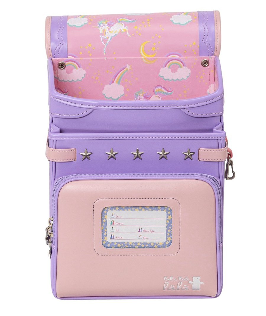 fafaランドセル クラリーノ スカラップ刺しゅう キューブ型 POWDER PINK×LILAC