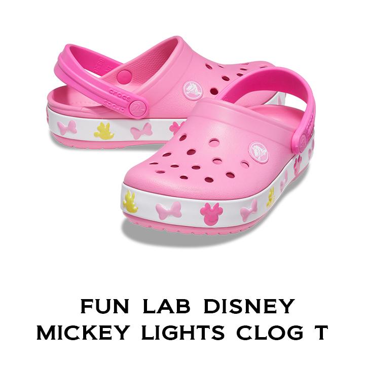 クロックス crocsFun Lab Clog ライツ Mickey Disney T トドラー ファンラブ Lights クロッグ ディズニーミッキー  ピンクレモネード｜** キッズ、ジュニアシューズ