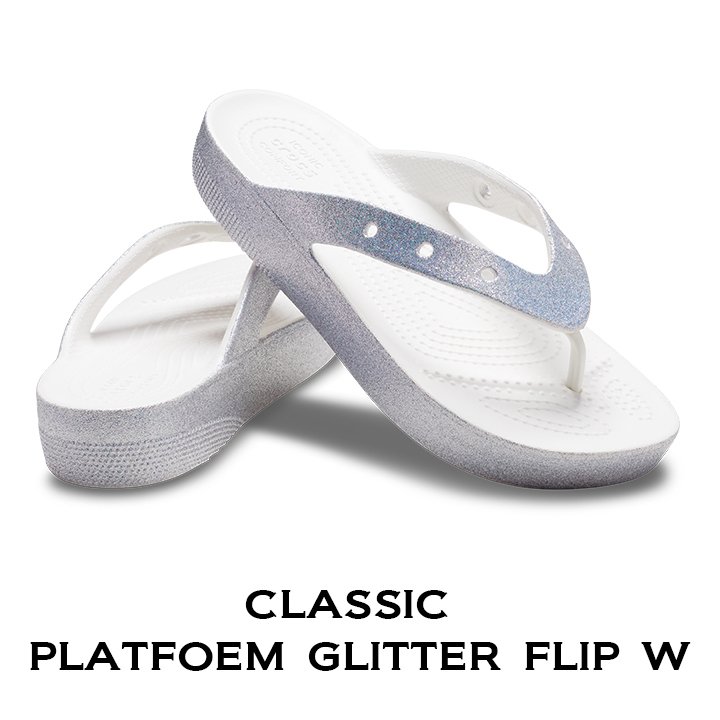 クロックス crocs【レディース サンダル】Classic Platform Glitter Flip W/クラシック プラットフォーム グリッター  フリップ/ホワイト｜** :207830-100-3800:crocs正規販売代理店 fam - 通販 - Yahoo!ショッピング