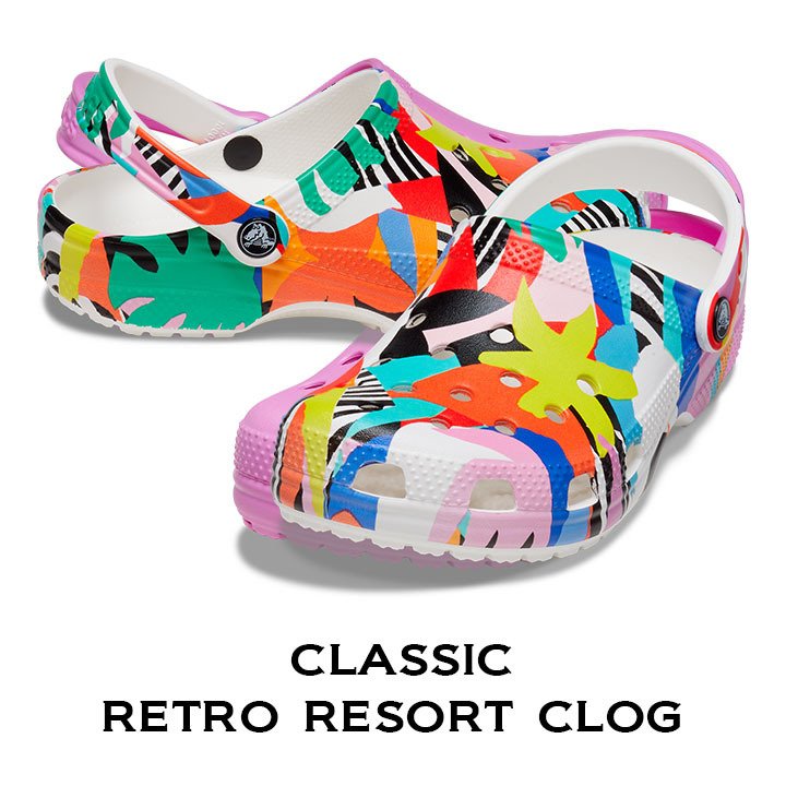 クロックス crocs【メンズ レディース サンダル】Classic Retro Resort Clog/クラシック レトロ リゾート クロッグ /ホワイトｘマルチ｜## :207849-94S-5500:crocs正規販売代理店 fam - 通販 - Yahoo!ショッピング