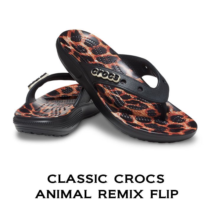 クロックス crocs【メンズ レディース サンダル】Classic Crocs Animal Remix Flip/クラシック クロックス アニマル  リミックス フリップ｜## :207872-0CU-3000:crocs正規販売代理店 fam - 通販 - Yahoo!ショッピング