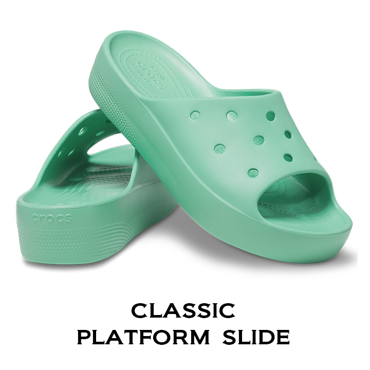 クロックス crocs【レディース サンダル】Classic Platform Slide W/クラシック プラットフォーム スライド/ジェイド  ストーン｜##