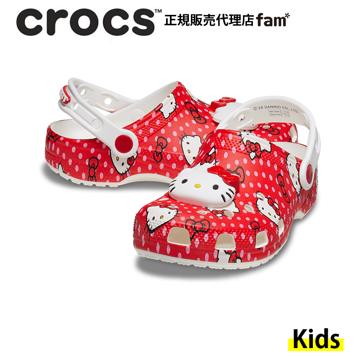 クロックス crocs【キッズ サンダル】Hello Kitty Red Classic Clog K/「ハローキティ」 レッド クラシック クロッグ K/サンリオ｜**