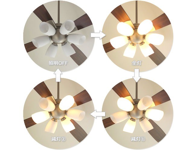 YCF-112W6SS/YCF-112W + P60W + LED133CWF 傾斜対応 LED 昼白色 6灯 DAIKO(ダイコー)製シーリングファンライト