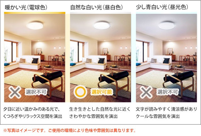 こちらの商品は照明の色合いは（昼白色）となります。