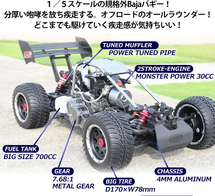 ラジコン オフロード エンジン FS-RACING 1/5スケール Bajaバギー ４WD fs11203 RCカー ラジコンカー FSレーシング  30ccエンジン 大人向け