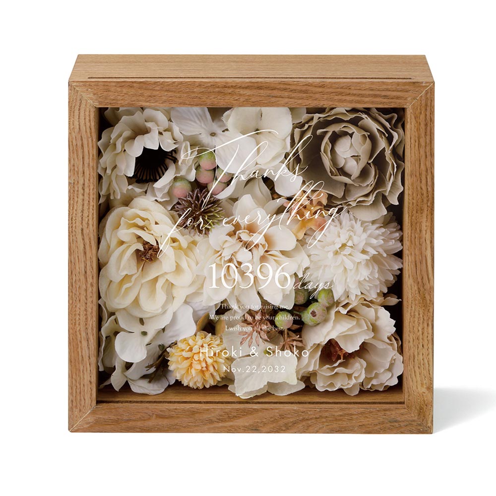 フラワーフォトボックス ナチュラルホワイト モーヴピンク 結婚式 両親