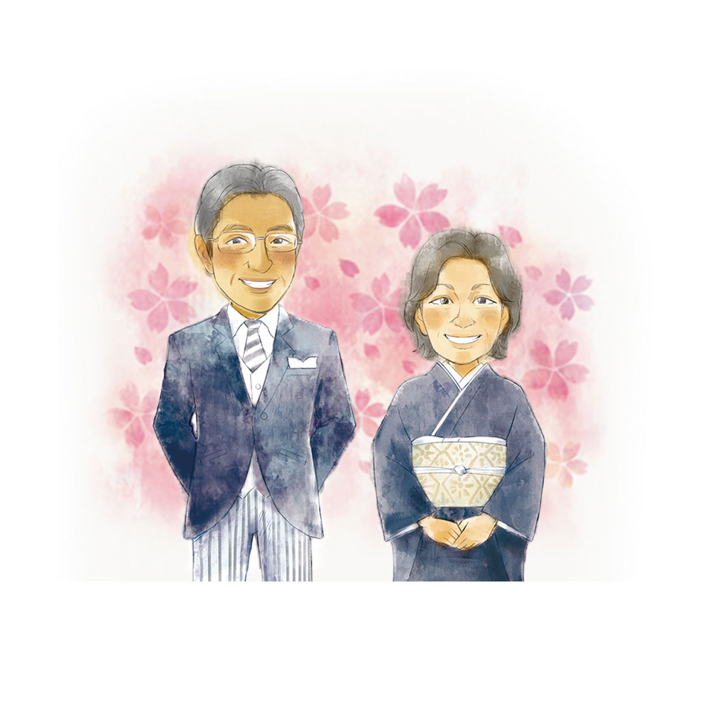 名詩 似顔絵タイプ 四季の柄 結婚式 両親へのプレゼント 似顔絵
