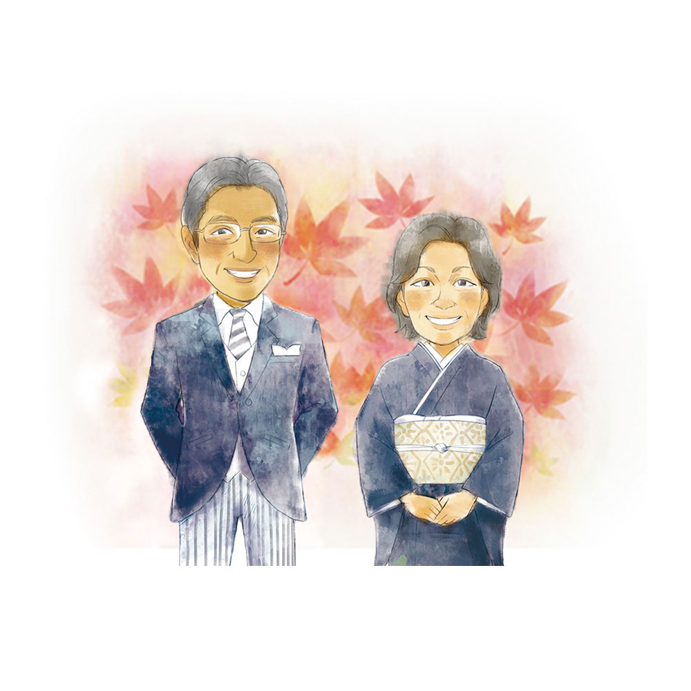 名詩 似顔絵タイプ 四季の柄 結婚式 両親へのプレゼント 似顔絵