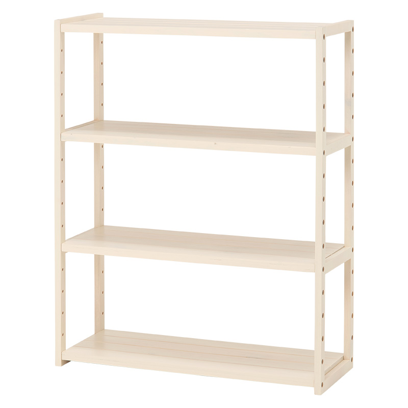 ウッドラック 4段 幅 75cm 木製 白 棚 オープンシェルフ 収納 西海岸風