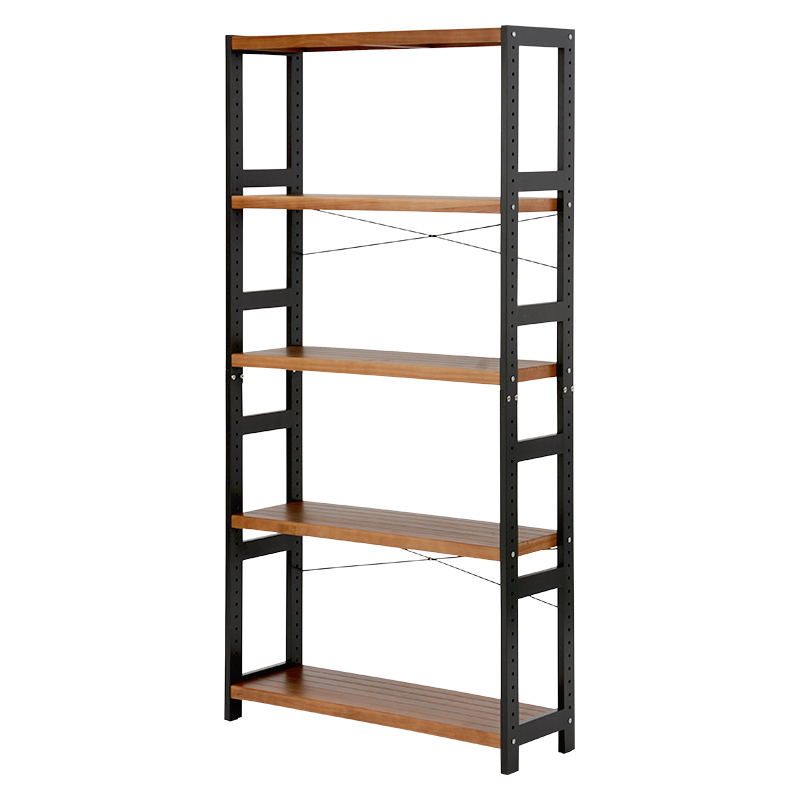 5段オープンシェルフ 木製ライトウッド ウッドラック 5段 幅 90cm 高さ 180cm 木製 白 棚 オープン シェルフ