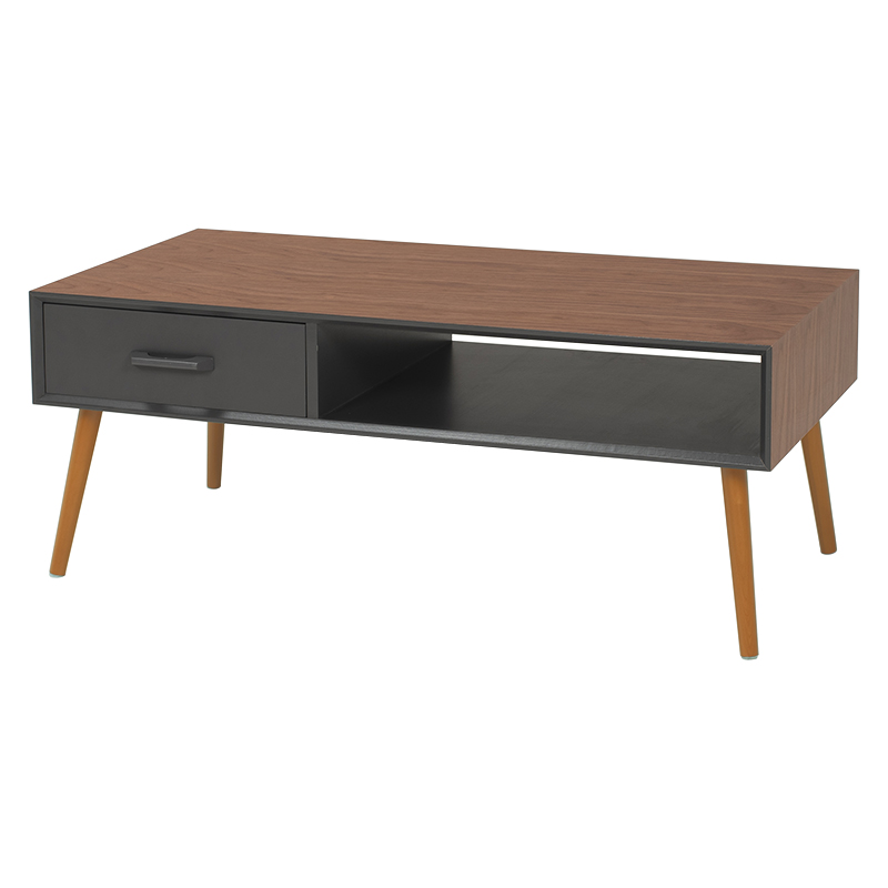 ローテーブル 幅100cm おしゃれ 木製 天板 天然木 収納 引出し 両側