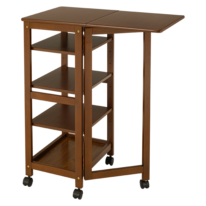 バタフライ ワゴン キャスター付き 5段 木製 作業台 可動棚 隙間 収納