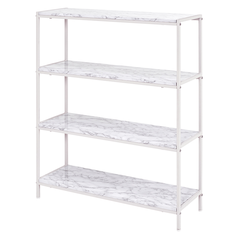 4段ラック 幅90 大理石調 ラック 高級感 ブラック ホワイト 白 角型
