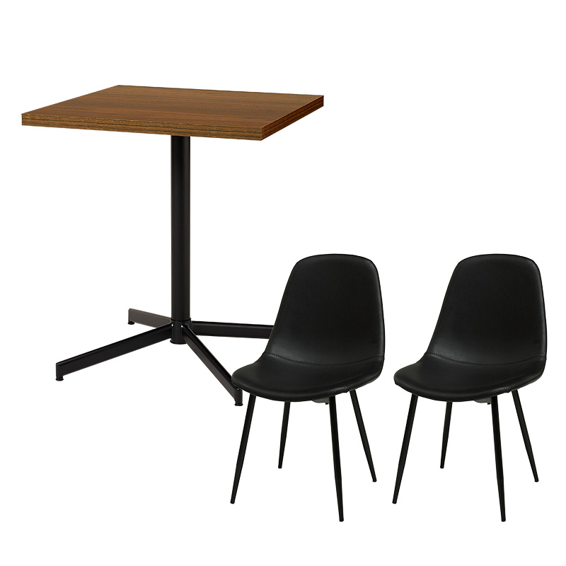 カフェテーブル チェア 3点セット 四角 高さ 70cm 1本脚 コンパクト 2