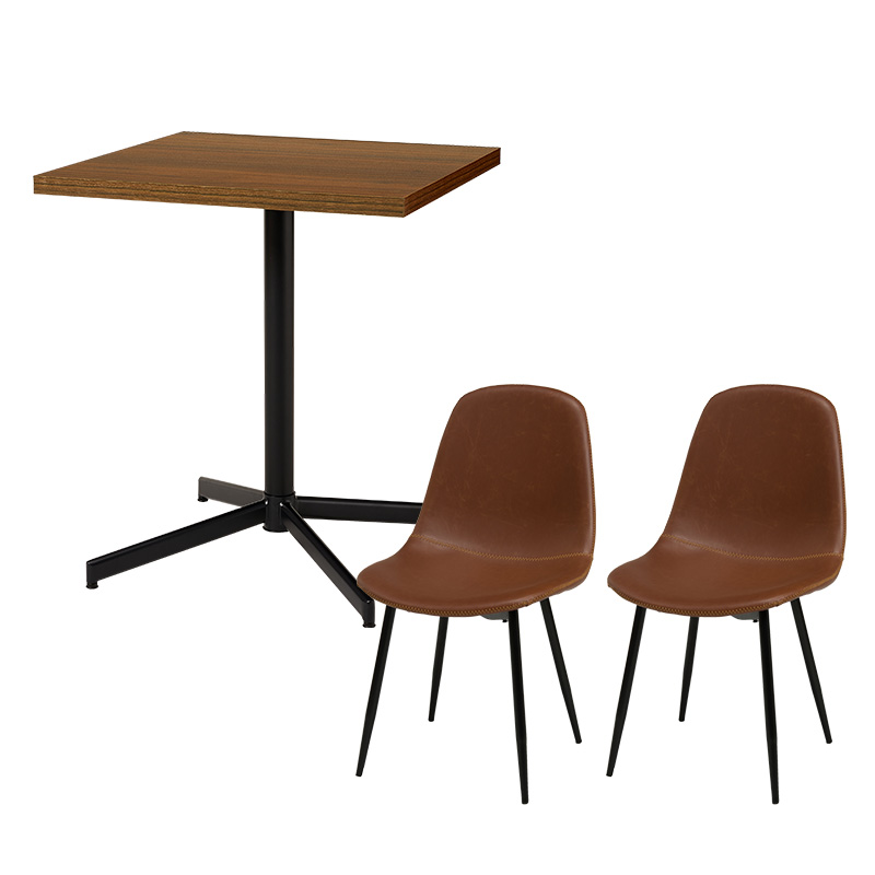 カフェテーブル チェア 3点セット 四角 高さ 70cm 1本脚 コンパクト 2