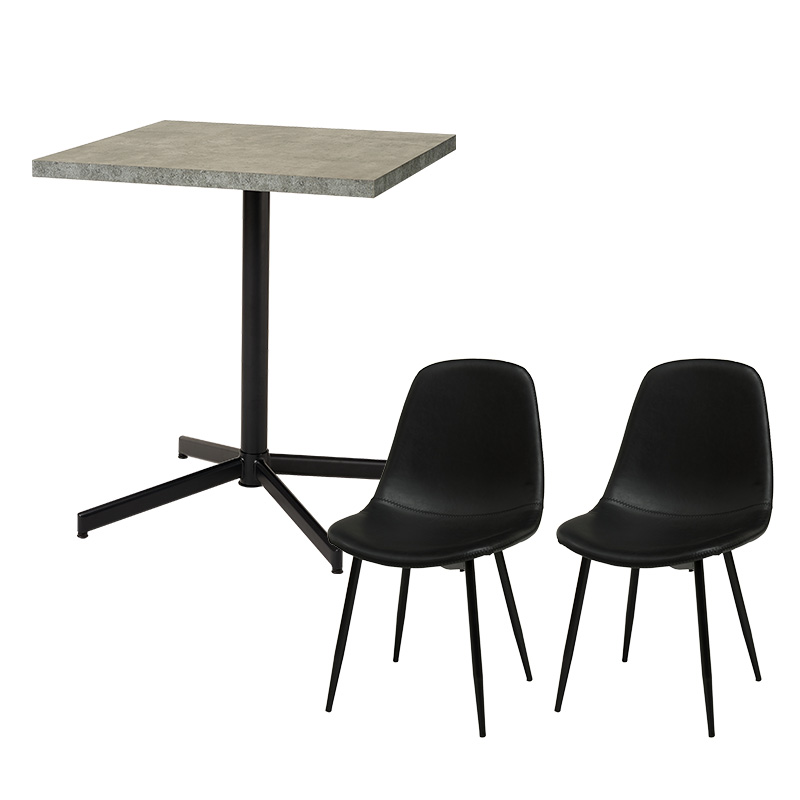 カフェテーブル チェア 3点セット 四角 高さ 70cm 1本脚 コンパクト 2