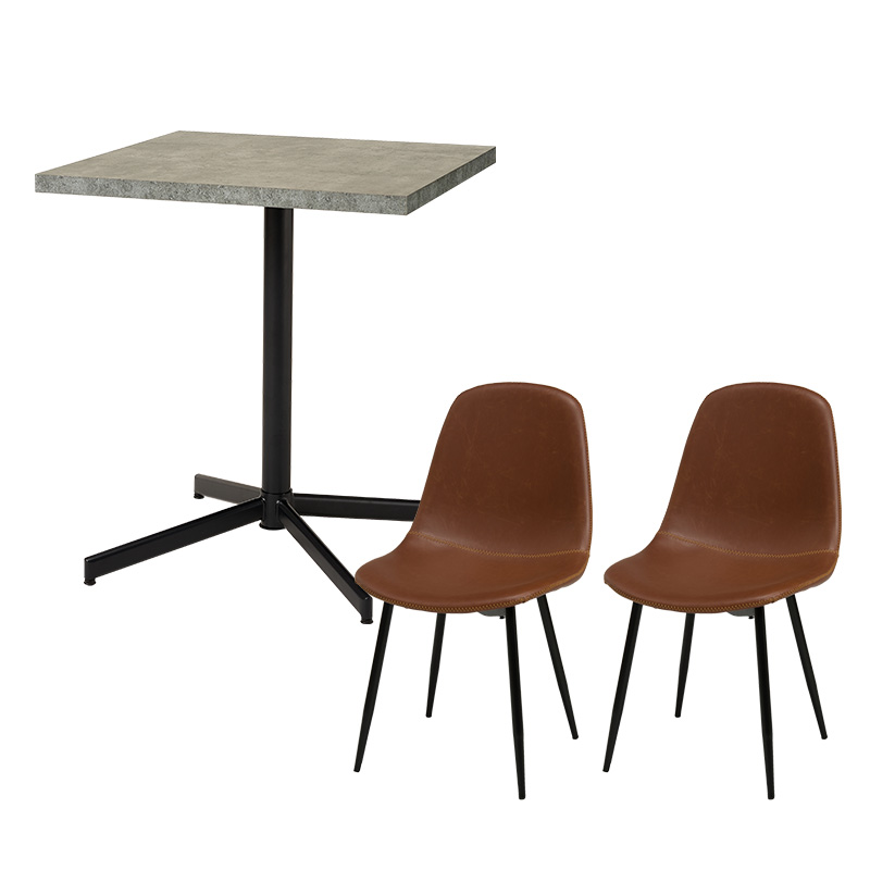 カフェテーブル チェア 3点セット 四角 高さ 70cm 1本脚 コンパクト 2