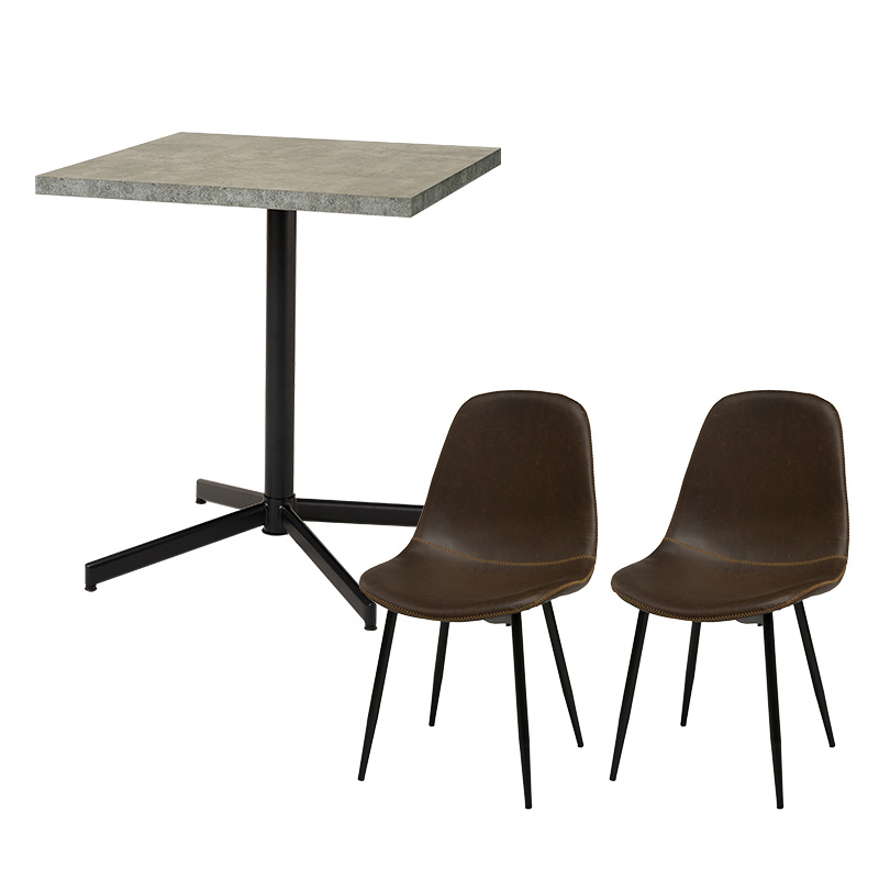 カフェテーブル チェア 3点セット 四角 高さ 70cm 1本脚 コンパクト 2