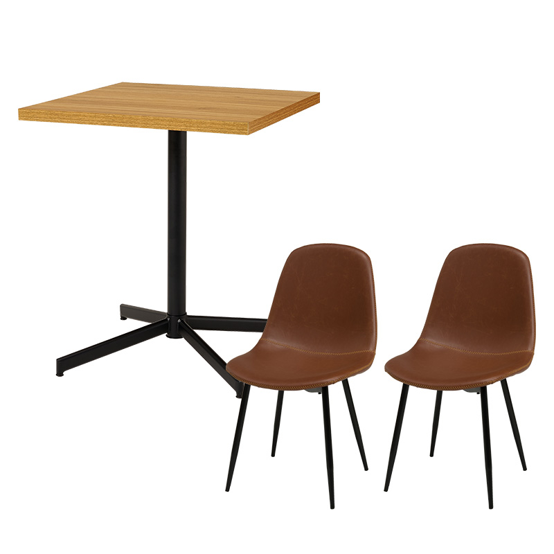 カフェテーブル チェア 3点セット 四角 高さ 70cm 1本脚 コンパクト 2