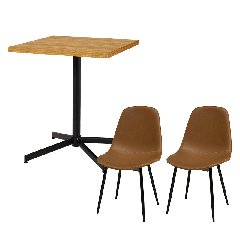 カフェテーブル チェア 3点セット 四角 高さ 70cm 1本脚 コンパクト 2