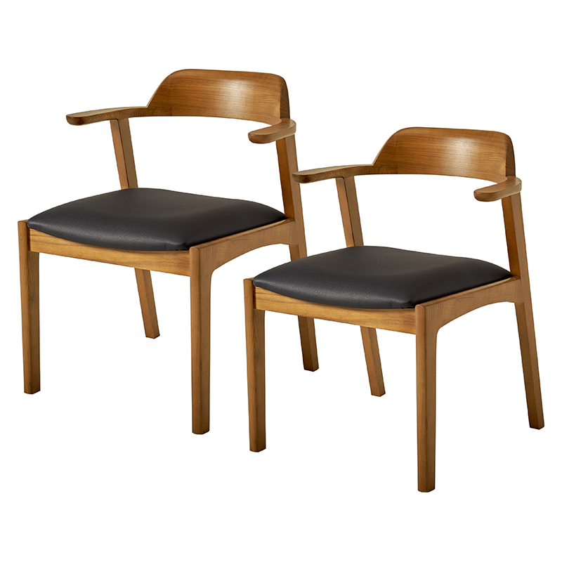 肘をテーブルに引っ掛けられる ダイニングチェア 完成品 2脚セット 肘